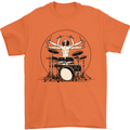 Virtruvian Drummer Funny Drumming Drum Mens T-Shirt Cotton Gildan Orange