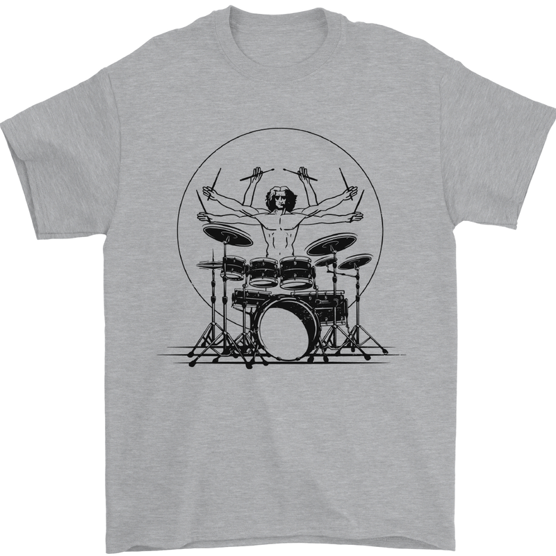 Virtruvian Drummer Funny Drumming Drum Mens T-Shirt Cotton Gildan Sports Grey