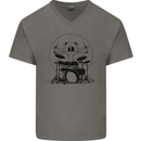 Virtruvian Drummer Funny Drumming Drum Mens V-Neck Cotton T-Shirt Charcoal