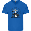 Virtruvian Drummer Funny Drumming Drum Mens V-Neck Cotton T-Shirt Royal Blue