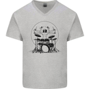 Virtruvian Drummer Funny Drumming Drum Mens V-Neck Cotton T-Shirt Sports Grey