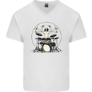 Virtruvian Drummer Funny Drumming Drum Mens V-Neck Cotton T-Shirt White