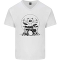 Virtruvian Drummer Funny Drumming Drum Mens V-Neck Cotton T-Shirt White