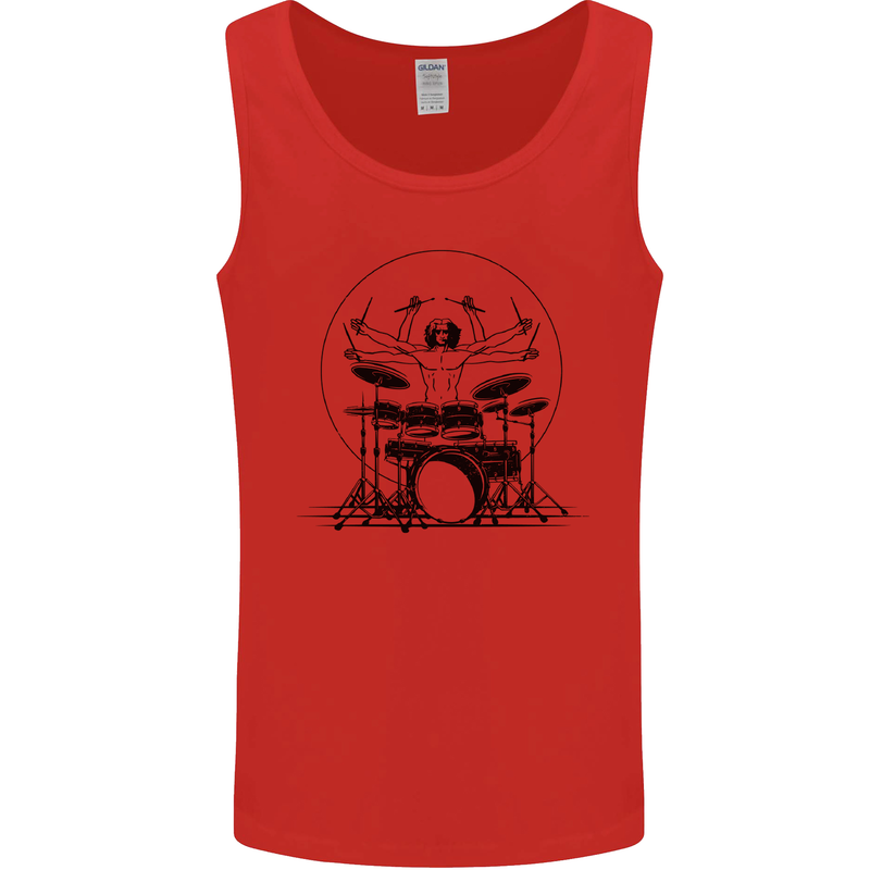 Virtruvian Drummer Funny Drumming Drum Mens Vest Tank Top Red