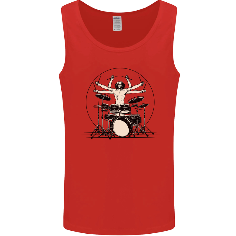 Virtruvian Drummer Funny Drumming Drum Mens Vest Tank Top Red
