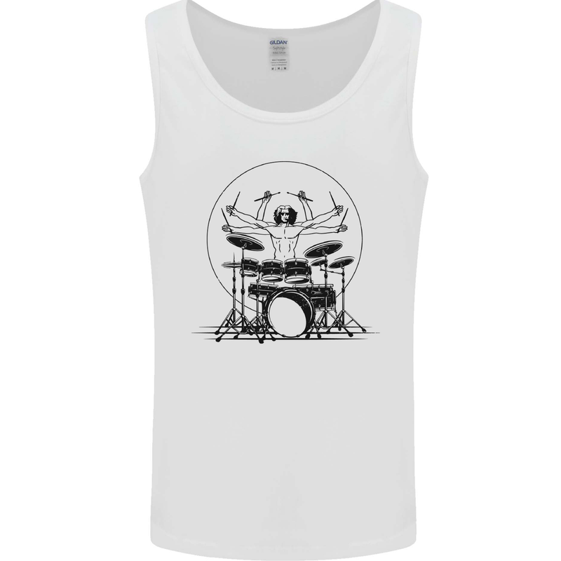 Virtruvian Drummer Funny Drumming Drum Mens Vest Tank Top White