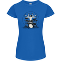 Virtruvian Drummer Funny Drumming Drum Womens Petite Cut T-Shirt Royal Blue