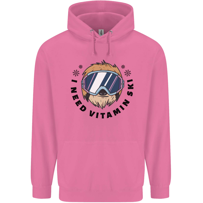 Vitamin Ski Funny Skiing Sloth Childrens Kids Hoodie Azalea