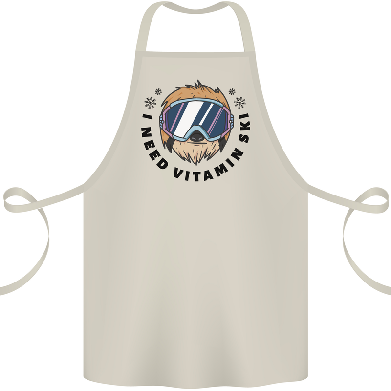 Vitamin Ski Funny Skiing Sloth Cotton Apron 100% Organic Natural