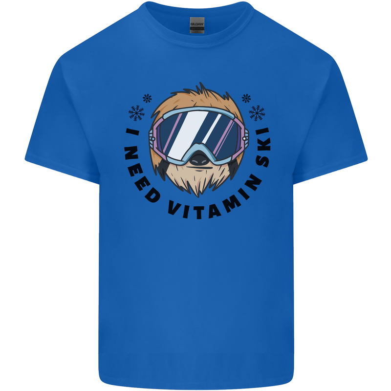 Vitamin Ski Funny Skiing Sloth Kids T-Shirt Childrens Royal Blue