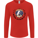 Vitamin Ski Funny Skiing Sloth Mens Long Sleeve T-Shirt Red