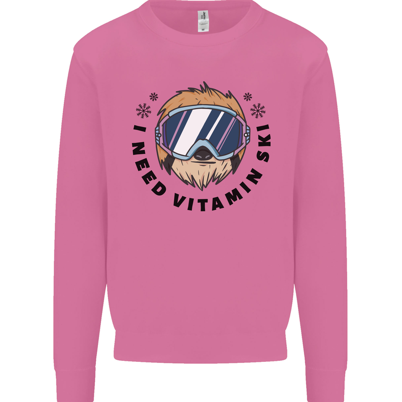 Vitamin Ski Funny Skiing Sloth Mens Sweatshirt Jumper Azalea