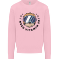 Vitamin Ski Funny Skiing Sloth Mens Sweatshirt Jumper Light Pink