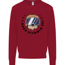 Vitamin Ski Funny Skiing Sloth Mens Sweatshirt Jumper Red