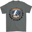 Vitamin Ski Funny Skiing Sloth Mens T-Shirt 100% Cotton Charcoal