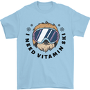 Vitamin Ski Funny Skiing Sloth Mens T-Shirt 100% Cotton Light Blue