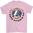 Vitamin Ski Funny Skiing Sloth Mens T-Shirt 100% Cotton Light Pink