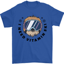 Vitamin Ski Funny Skiing Sloth Mens T-Shirt 100% Cotton Royal Blue