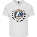 Vitamin Ski Funny Skiing Sloth Mens V-Neck Cotton T-Shirt White