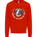 Vitamin Ski Funny Skiing Sloth Winter Sport Kids Sweatshirt Jumper Bright Red