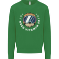 Vitamin Ski Funny Skiing Sloth Winter Sport Kids Sweatshirt Jumper Irish Green