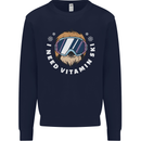 Vitamin Ski Funny Skiing Sloth Winter Sport Kids Sweatshirt Jumper Navy Blue