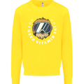 Vitamin Ski Funny Skiing Sloth Winter Sport Kids Sweatshirt Jumper Yellow