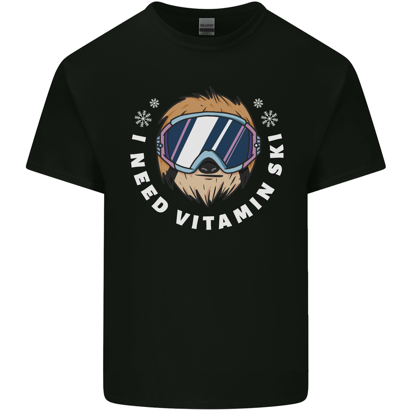 Vitamin Ski Funny Skiing Sloth Winter Sport Kids T-Shirt Childrens Black