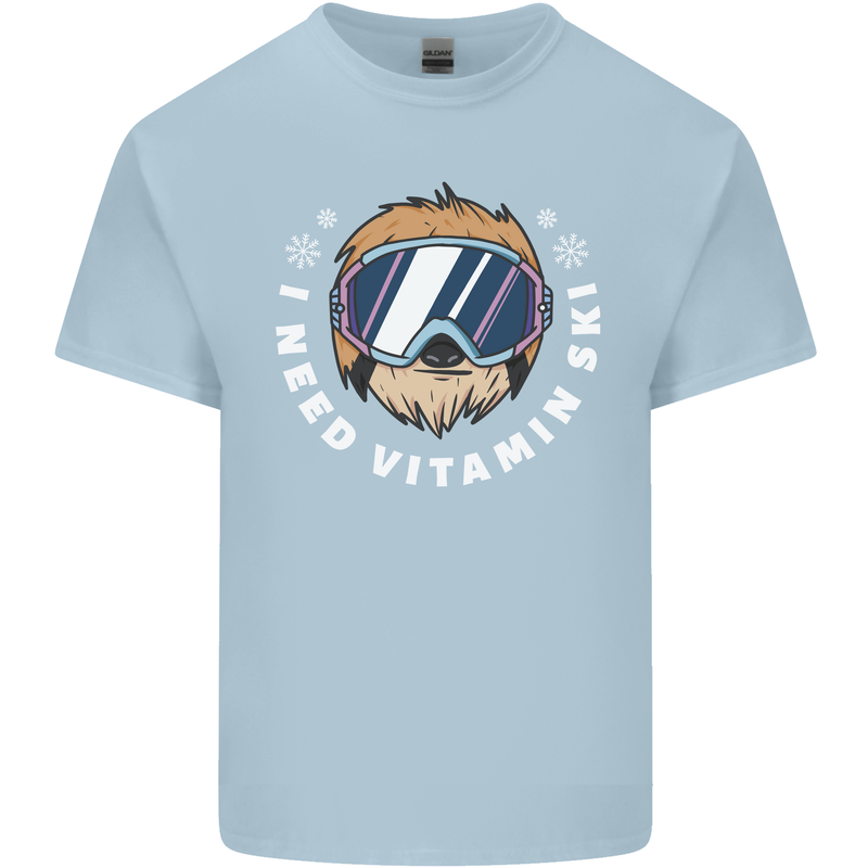 Vitamin Ski Funny Skiing Sloth Winter Sport Kids T-Shirt Childrens Light Blue