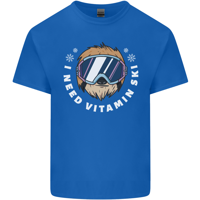Vitamin Ski Funny Skiing Sloth Winter Sport Kids T-Shirt Childrens Royal Blue
