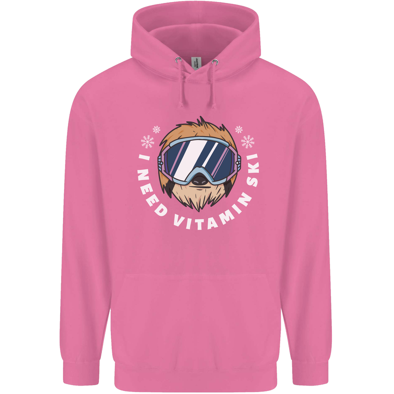 Vitamin Ski Funny Skiing Sloth Winter Sport Mens 80% Cotton Hoodie Azelea