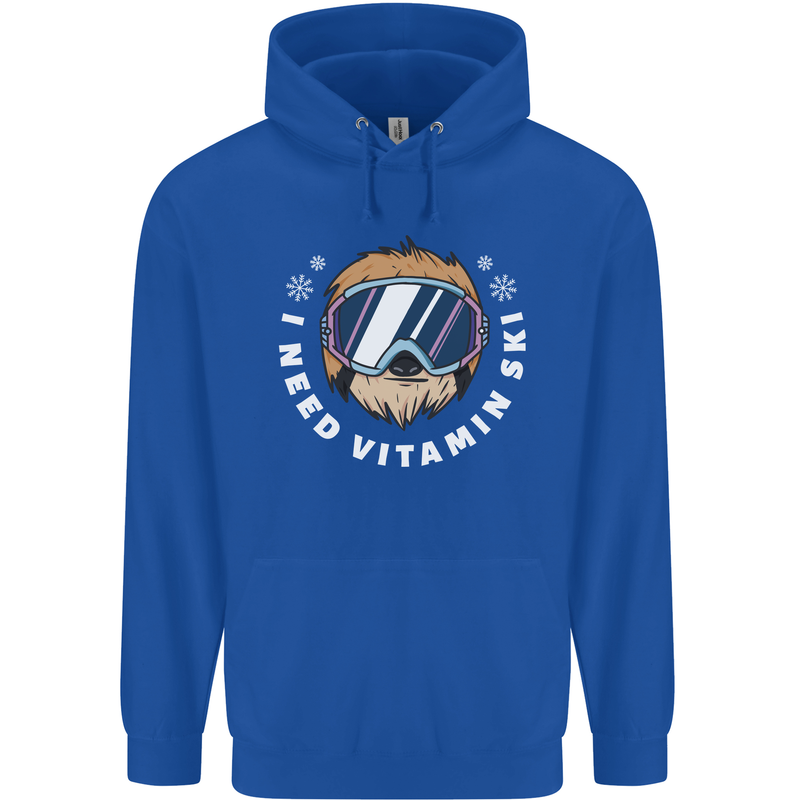 Vitamin Ski Funny Skiing Sloth Winter Sport Mens 80% Cotton Hoodie Royal Blue