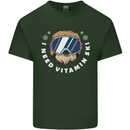 Vitamin Ski Funny Skiing Sloth Winter Sport Mens Cotton T-Shirt Tee Top Forest Green