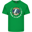 Vitamin Ski Funny Skiing Sloth Winter Sport Mens Cotton T-Shirt Tee Top Irish Green
