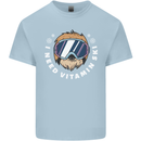 Vitamin Ski Funny Skiing Sloth Winter Sport Mens Cotton T-Shirt Tee Top Light Blue