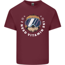 Vitamin Ski Funny Skiing Sloth Winter Sport Mens Cotton T-Shirt Tee Top Maroon