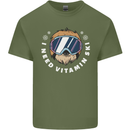 Vitamin Ski Funny Skiing Sloth Winter Sport Mens Cotton T-Shirt Tee Top Military Green