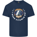 Vitamin Ski Funny Skiing Sloth Winter Sport Mens Cotton T-Shirt Tee Top Navy Blue