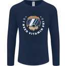 Vitamin Ski Funny Skiing Sloth Winter Sport Mens Long Sleeve T-Shirt Navy Blue