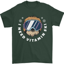 Vitamin Ski Funny Skiing Sloth Winter Sport Mens T-Shirt 100% Cotton Forest Green