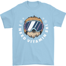 Vitamin Ski Funny Skiing Sloth Winter Sport Mens T-Shirt 100% Cotton Light Blue