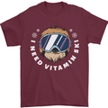 Vitamin Ski Funny Skiing Sloth Winter Sport Mens T-Shirt 100% Cotton Maroon