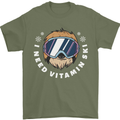 Vitamin Ski Funny Skiing Sloth Winter Sport Mens T-Shirt 100% Cotton Military Green