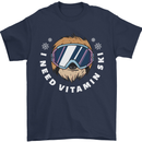 Vitamin Ski Funny Skiing Sloth Winter Sport Mens T-Shirt 100% Cotton Navy Blue