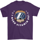 Vitamin Ski Funny Skiing Sloth Winter Sport Mens T-Shirt 100% Cotton Purple