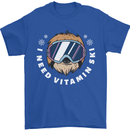 Vitamin Ski Funny Skiing Sloth Winter Sport Mens T-Shirt 100% Cotton Royal Blue