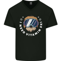 Vitamin Ski Funny Skiing Sloth Winter Sport Mens V-Neck Cotton T-Shirt Black