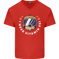 Vitamin Ski Funny Skiing Sloth Winter Sport Mens V-Neck Cotton T-Shirt Red