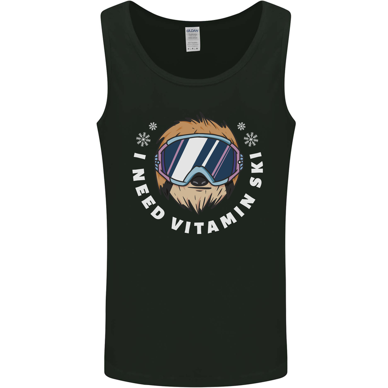 Vitamin Ski Funny Skiing Sloth Winter Sport Mens Vest Tank Top Black