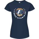 Vitamin Ski Funny Skiing Sloth Winter Sport Womens Petite Cut T-Shirt Navy Blue